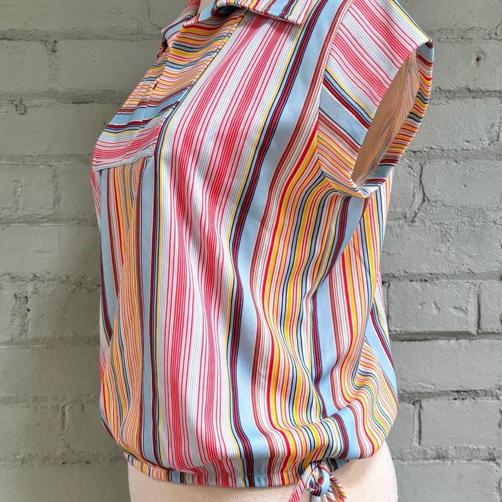 Vintage 70s Striped Multicolor Women's Top - Picture 9 of 9